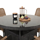 Jídelní stůl Volta - Černá - ø90+Lindos - Křeslo - Black Alu / Latte Rope_4