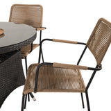 Jídelní stůl Volta - Černá - ø90+Lindos - Křeslo - Black Alu / Latte Rope_4