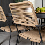 Jídelní stůl Break - 150*90 Black Alu / Black Aintwood +Lindos - Křeslo - Black Alu / Latte Rope_4