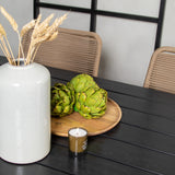 Jídelní stůl Break - 150*90 Black Alu / Black Aintwood +Lindos - Křeslo - Black Alu / Latte Rope_4