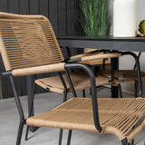 Jídelní stůl Break - 150*90 Black Alu / Black Aintwood +Lindos - Křeslo - Black Alu / Latte Rope_4