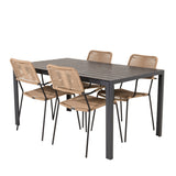 Jídelní stůl Break - 150*90 Black Alu / Black Aintwood +Lindos - Křeslo - Black Alu / Latte Rope_4