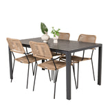 Jídelní stůl Break - 150*90 Black Alu / Black Aintwood +Lindos - Křeslo - Black Alu / Latte Rope_4