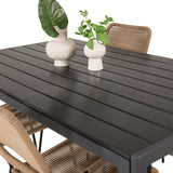 Jídelní stůl Break - 150*90 Black Alu / Black Aintwood +Lindos - Křeslo - Black Alu / Latte Rope_4