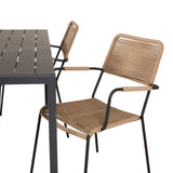 Jídelní stůl Break - 150*90 Black Alu / Black Aintwood +Lindos - Křeslo - Black Alu / Latte Rope_4