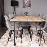 Bali Matbord - Svart / Naturträ - 200*90*H75+Polar Jídelní židle - Černé nohy / Světle šedá Velvet_6