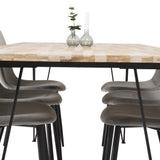Bali Matbord - Svart / Naturträ - 200*90*H75+Polar Jídelní židle - Černé nohy / Světle šedá Velvet_6