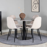 Jídelní stůl Razzia 106 cm - Šedá Terazzo / Černá+Polar Jídelní židle - Černé nohy / Béžová Velvet_4