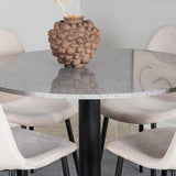 Jídelní stůl Razzia 106 cm - Šedá Terazzo / Černá+Polar Jídelní židle - Černé nohy / Béžová Velvet_4