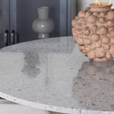 Jídelní stůl Razzia 106 cm - Šedá Terazzo / Černá+Polar Jídelní židle - Černé nohy / Béžová Velvet_4