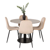 Jídelní stůl Razzia 106 cm - Šedá Terazzo / Černá+Polar Jídelní židle - Černé nohy / Béžová Velvet_4