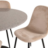 Jídelní stůl Razzia 106 cm - Šedá Terazzo / Černá+Polar Jídelní židle - Černé nohy / Béžová Velvet_4