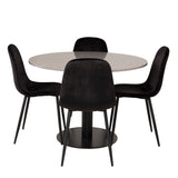 Jídelní stůl Razzia 106 cm - Šedá Terazzo / Jídelní židle Black+Polar - Černé nohy / Black Velvet_4