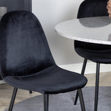 Jídelní stůl Razzia 106 cm - Šedá Terazzo / Jídelní židle Black+Polar - Černé nohy / Black Velvet_4