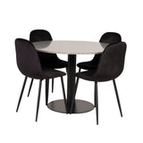 Jídelní stůl Razzia 106 cm - Šedá Terazzo / Jídelní židle Black+Polar - Černé nohy / Black Velvet_4