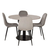 Jídelní stůl Razzia 106 cm - Šedá Terazzo / Jídelní židle Black+Polar - Černé nohy / Světle Šedá Velvet_4