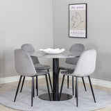 Jídelní stůl Razzia 106 cm - Šedá Terazzo / Jídelní židle Black+Polar - Černé nohy / Světle Šedá Velvet_4