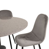 Jídelní stůl Razzia 106 cm - Šedá Terazzo / Jídelní židle Black+Polar - Černé nohy / Světle Šedá Velvet_4