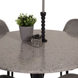 Jídelní stůl Razzia 106 cm - Šedá Terazzo / Jídelní židle Black+Polar - Černé nohy / Světle Šedá Velvet_4