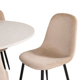 Jídelní stůl Razzia 106 cm - Bílá Terazzo / Jídelní židle Black+Polar - Černé nohy / Béžová Velvet_4