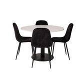 Jídelní stůl Razzia 106cm - Bílý Terazzo / Jídelní židle Black+Polar - Černé nohy / Black Velvet_4