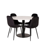 Jídelní stůl Razzia 106cm - Bílý Terazzo / Jídelní židle Black+Polar - Černé nohy / Black Velvet_4