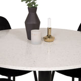 Jídelní stůl Razzia 106cm - Bílý Terazzo / Jídelní židle Black+Polar - Černé nohy / Black Velvet_4