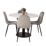 Jídelní stůl Razzia 106 cm - Bílá Terazzo / Jídelní židle Black+Polar - Černé nohy / Světle šedá Velvet_4