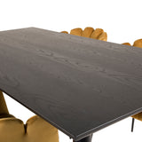 Dipp jídelní stůl - 180*90cm - Černá dýha / černé nohy s mosazným dippem +Limhamn - Židle - Gold Velvet_4