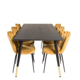 Dipp Jídelní stůl - 180*90cm - Černá dýha / černé nohy s mosazným dipp + Limhamn Light - Židle - Gold Velvet_6