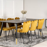 Dipp Jídelní stůl - 180*90cm - Černá dýha / černé nohy s mosazným dipp + Limhamn Light - Židle - Gold Velvet_6