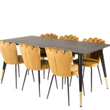 Dipp Jídelní stůl - 180*90cm - Černá dýha / černé nohy s mosazným dipp + Limhamn Light - Židle - Gold Velvet_6