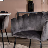 Estelle runt Matbord - Svart / Vit marmor - ø106*H75+Limhamn - Židle - Grey Velvet_4