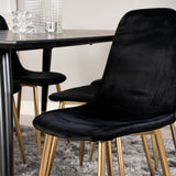 Dipp jídelní stůl - 180*90cm - Černá dýha / černé nohy s mosazným dippem + Polar Matstol - Matt Mässing / Svart Sammet_6