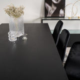 Dipp jídelní stůl - 180*90cm - Černá dýha / černé nohy s mosazným dippem + Polar Matstol - Matt Mässing / Svart Sammet_6