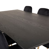 Dipp jídelní stůl - 180*90cm - Černá dýha / černé nohy s mosazným dippem + Polar Matstol - Matt Mässing / Svart Sammet_6