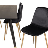 Dipp jídelní stůl - 180*90cm - Černá dýha / černé nohy s mosazným dippem + Polar Matstol - Matt Mässing / Svart Sammet_6