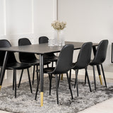 Dipp jídelní stůl - 180*90cm - Černá dýha / černé nohy s mosazným dippem + Polar Matstol - Svart / Svart PU _6