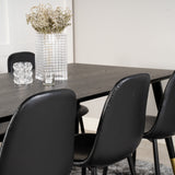 Dipp jídelní stůl - 180*90cm - Černá dýha / černé nohy s mosazným dippem + Polar Matstol - Svart / Svart PU _6