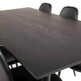 Dipp jídelní stůl - 180*90cm - Černá dýha / černé nohy s mosazným dippem + Polar Matstol - Svart / Svart PU _6