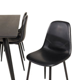 Dipp jídelní stůl - 180*90cm - Černá dýha / černé nohy s mosazným dippem + Polar Matstol - Svart / Svart PU _6