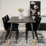 Jídelní stůl Dipp - 180*90cm - Černá dýha / černé nohy s mosazným dippem + Jídelní židle Polar - Černé nohy / Black Velvet_6