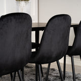 Jídelní stůl Dipp - 180*90cm - Černá dýha / černé nohy s mosazným dippem + Jídelní židle Polar - Černé nohy / Black Velvet_6