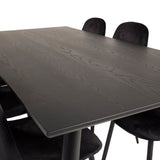 Jídelní stůl Dipp - 180*90cm - Černá dýha / černé nohy s mosazným dippem + Jídelní židle Polar - Černé nohy / Black Velvet_6