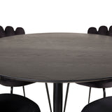 Jídelní stůl Dipp - 115 cm - Černá dýha / černé nohy s mosazným dippem + Limhamn Light - Židle - Black Velvet_4