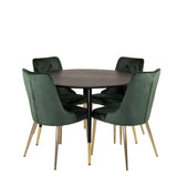 Dipp jídelní stůl - 115 cm - Černá dýha / černé nohy s mosazným dippem + Velvet Lyx Matstol - Matt Mässing / Mossgrön Sammet_4