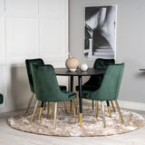 Dipp jídelní stůl - 115 cm - Černá dýha / černé nohy s mosazným dippem + Velvet Lyx Matstol - Matt Mässing / Mossgrön Sammet_4