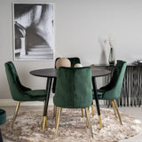 Dipp jídelní stůl - 115 cm - Černá dýha / černé nohy s mosazným dippem + Velvet Lyx Matstol - Matt Mässing / Mossgrön Sammet_4