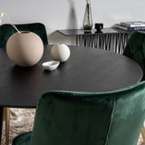 Dipp jídelní stůl - 115 cm - Černá dýha / černé nohy s mosazným dippem + Velvet Lyx Matstol - Matt Mässing / Mossgrön Sammet_4