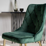 Dipp jídelní stůl - 115 cm - Černá dýha / černé nohy s mosazným dippem + Velvet Lyx Matstol - Matt Mässing / Mossgrön Sammet_4